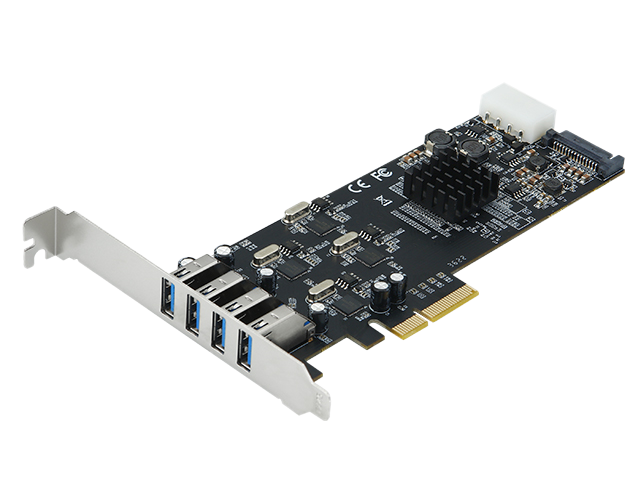 20GB工业级PCIe转4口USB3.0扩展卡，IO-PCEUSB3.0-4U