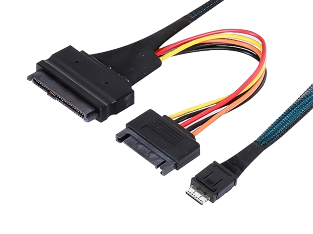 Oculink SFF-8611转SFF-8639硬盘数据线 直角180度,IO-CAB861139