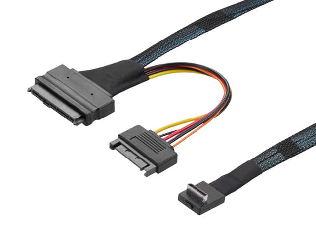 Oculink SFF8611转SFF8639 0.5m 90度,IO-CAB861159