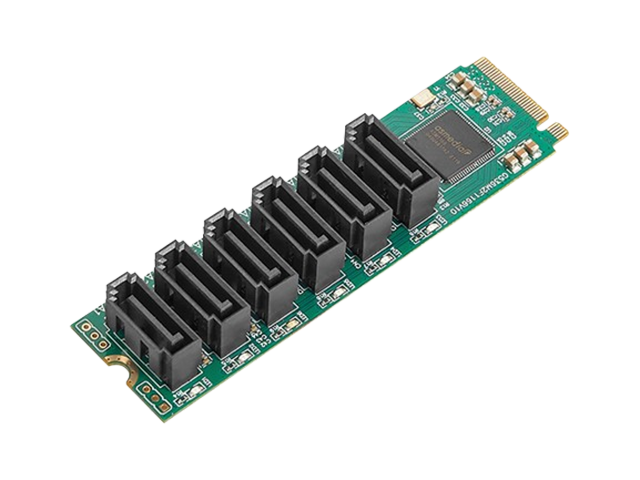 M.2(PCIe3.0) 转6口SATA6G扩展卡，IO-M2F1166-6I
