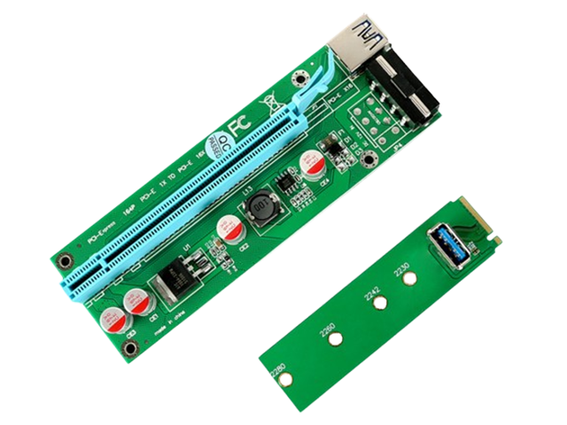 M.2转PCIe16x延长线USB 3.0转接卡，IO-M2F1X16
