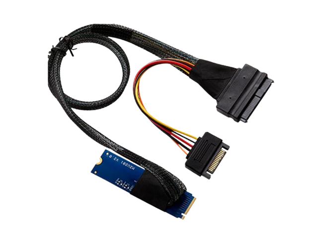 M.2(M-key)转SFF-8639(U2/U3)适配器， 带15针SATA母连接器 ,IO-M2TO8639L