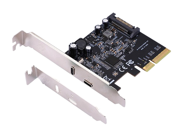 PCIe3.0x4转USB3.2 Type-C + 20W QC快充扩展卡，IO-PCE3242-2C