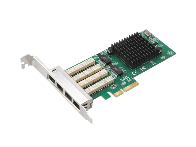 乐扩PCIe转4口千兆以太网服务器网卡,Intel350芯片