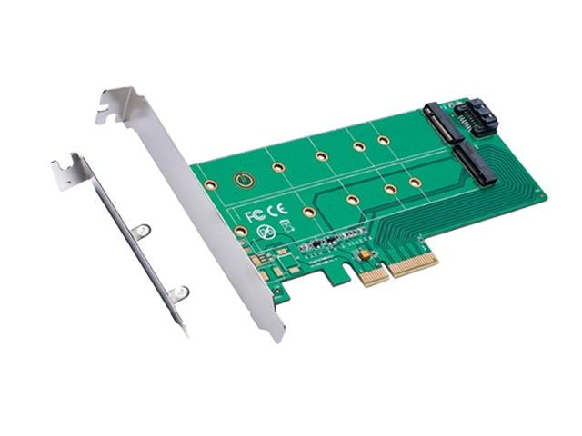 PCIex4转NGFF(PCIe) SSD+SATA 转 NGFF(SATA)转接卡，IO-PCE4X-NSP