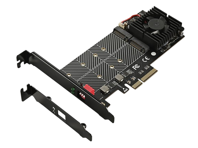 PCIe x4转2口PCIe Gen 3x2 NVME RAID 扩展卡,IO-PCE586R-2IR