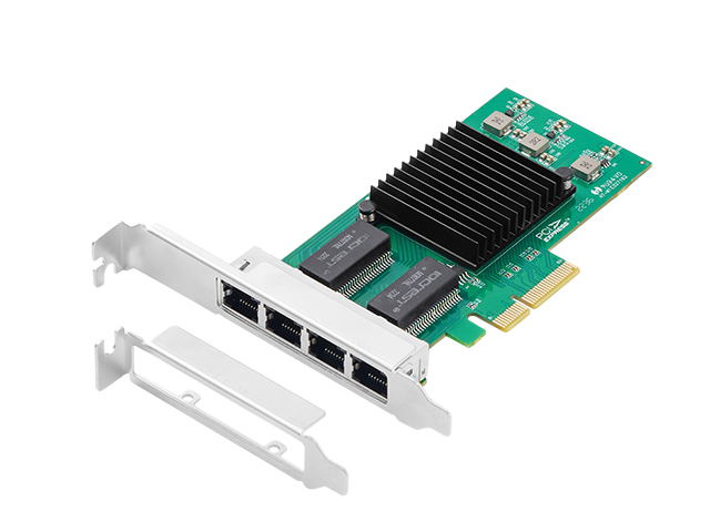 乐扩PCIe转四口千兆服务器网卡, Intel350芯片