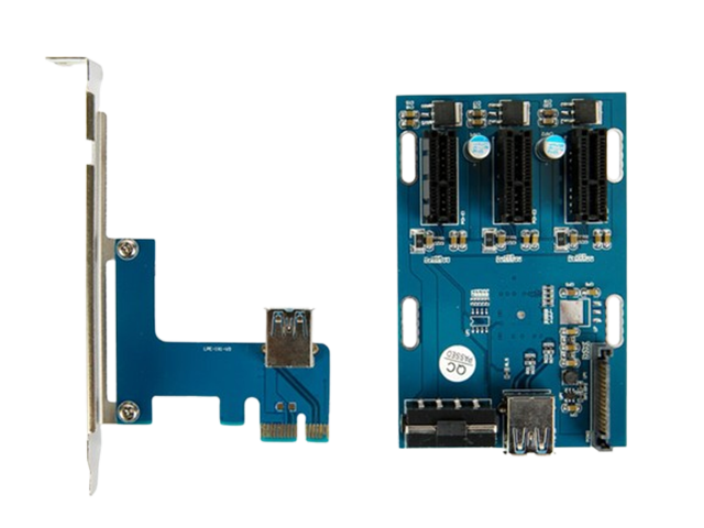 PCIe1x转1拖3口PCIe1x接口扩展卡，IO-PCETO3X1