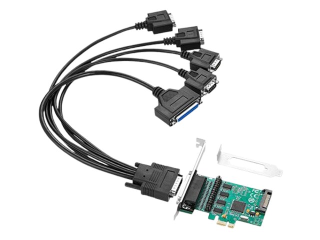 工业级PCIe转4口RS232串口卡+并口卡WCH384芯片，IO-PCE384-4S1P