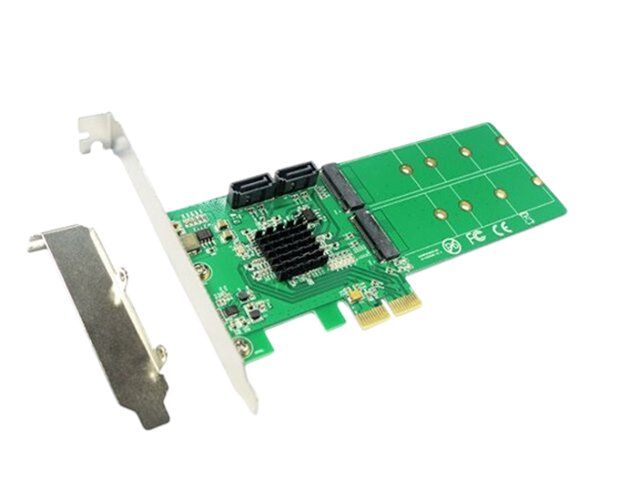 乐扩PCIe转2xM.2 NGFF+2xSATA硬阵列卡，IO-PCE9230-2NS